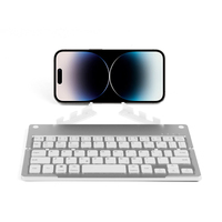 Keyboard nirkabel lipat dengan dudukan, papan ketik Mini ponsel Laptop untuk Windows IOS Android