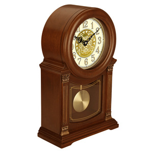 <b>Solid</b> <b>Wood</b> <b>Desk</b> Clock Circular Design Silent Movement Chiming Clock For Living Room European Style Furniture T1031 - Product Image 4