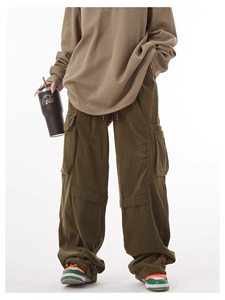 <span class=keywords><strong>Pantaloni</strong></span> dritti in velluto a coste nero nuovo design per ragazze <span class=keywords><strong>pantaloni</strong></span> a vita alta <span class=keywords><strong>pantaloni</strong></span> Cargo <span class=keywords><strong>larghi</strong></span> da donna - Product Image 5