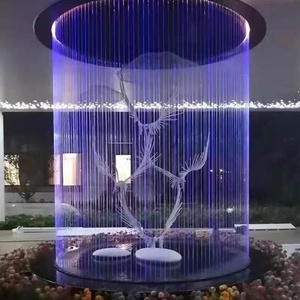 Cortina de agua de alambre de nailon con fuente de pared de cascada para exteriores y <span class=keywords><strong>Hogar</strong></span> Moderno personalizado con función móvil y técnicas de vidrio - Product Image 4