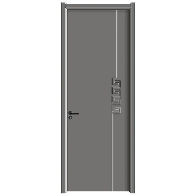 Fabriqué en Chine mdf pvc Foshan prix d'usine noir couleur bois plastique porte composite salle de bain portes intérieures