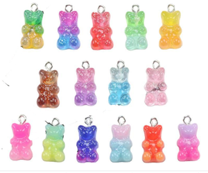 Ciondoli a Forma di Orsetto Gommoso in Resina Colorata, Charm per Bambini, Glitter Solido, Charm in Plastica Trasparente per Creazione di Gioielli per Bambini - Product Image 3