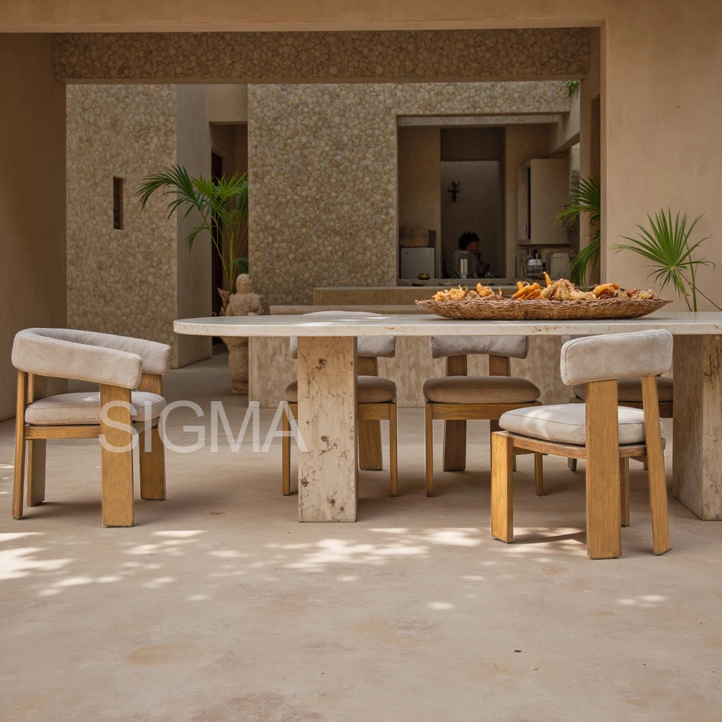 Custom Garden Furniture Set Solid Wooden Dining Table All Weather Teak Wood Outdoor Dining Chair