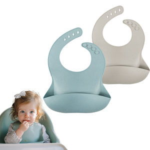 Babero de Silicona de Grado Alimenticio, Seguro y Ecológico, Antibacterial, Lavable, con Cierre de Botón, Personalizable OEM - Product Image 1