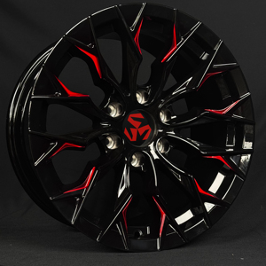 สีดำเงาพร้อมล้อแม็กซ์สีแดงขนาด 18 19 20 21 22 นิ้ว 5x114.3 5x120 6x139.7 สำหรับรถ SUV และรถเก๋ง - Product Image 3