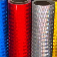 Cinta Reflectante PET de Alta Visibilidad, Material de Película Reflectiva Tipo Reflector en Rollo de Vinilo Adhesivo para Seguridad Vial