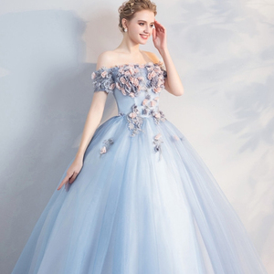 Feishiluo bleu clair a-ligne robe <span class=keywords><strong>de</strong></span> mariée nouveau Style coréen perlé fleur élégante dentelle décoration pour <span class=keywords><strong>la</strong></span> mère <span class=keywords><strong>de</strong></span> <span class=keywords><strong>la</strong></span> mariée ou <span class=keywords><strong>la</strong></span> fête - Product Image 5