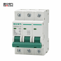 Disjoncteur miniature sur rail DIN ZN63A-12 63A 3 pôles Courbe C 400V AC 4,5kA MCB pour circuits de distribution d'usine