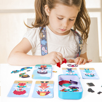Casse-tête éducatif magnétique en bois jeu d'expression 4 styles de jeu d'apprentissage pour les enfants