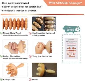 Masajeador de pies de drenaje linfático de mano para el hogar, herramientas de masaje de terapia de madera guasha para esculpir el cuerpo, kit de maderoterapia - Product Image 2