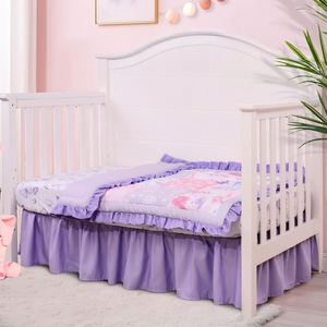 3 Pieces Floral Butterfly Baby Crib Bedding Set Includes Comforter Fitted Sheet Crib Skirt - Product Image 2