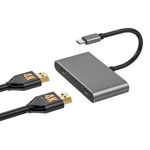 Kompakter CNC-Aluminium legierung USB C Hub Adapter 4K @ 30Hz Dual HDMI-kompatibler USB C 3.1 Gen 1 Konverter Typ C OTG Hub