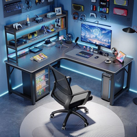 Modern Design L-Shaped Corner Gaming Desk Computer Desktop Gaming Room Gaming Table with Bookshelf