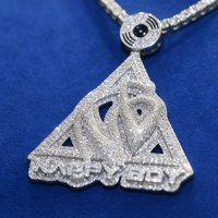 Pendentif personnalisé en forme de triangle avec lettre Kappy Boy, en argent sterling S925, Moissanite VVS, style Hip Hop, breloque disque DJ sertie de pierres