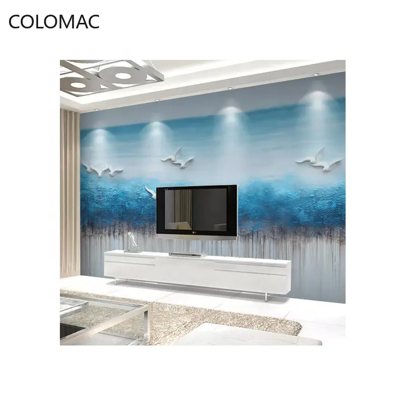 Colomac Lukisan Minyak Modern Nordik 8d Kustom Panel Dinding Seagull Ruang Tamu Dekorasi Seni Mural Berperekat Vinil