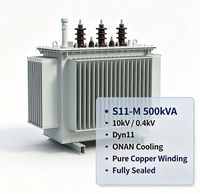 Transformateur de puissance immergé dans l'huile à enroulement en cuivre pur S11-M 500 kVA 10 kV 0,4 kV