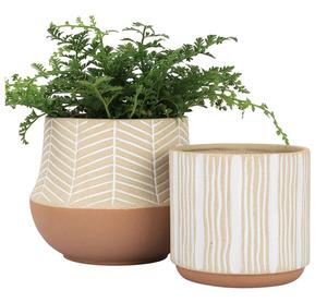 กระถางดินเผาเซรามิก,ชุดกระถางต้นไม้สำหรับในร่มกระถางปลูกบนโต๊ะพร้อมก้นทรายเคลือบรูระบายน้ำให้ด้วย - Product Image 1