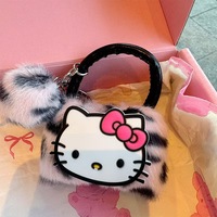 Porte-clés mini pompon chaton en peluche douce, style frais et mignon, pendentif pour sac à dos ou voiture, cadeau pour femmes et filles, vente en gros