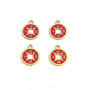Copper Alloy Wealth Charm Pendants <b>Red</b> Gold Tone Fortune Symbol DIY Jewelry Charms For <b>Bracelets</b> Necklaces Unisex Gift Accessory - Product Image 5