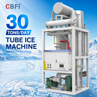Machine à glace en tube automatique à économie d'énergie, contrôlée par PLC, 50 tonnes, haute productivité, usage commercial, moteur, pompe, engrenage, roulement, tropical