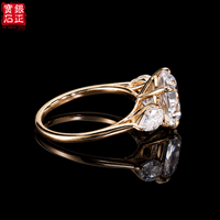 Bague en argent sterling 925 plaqué or avec trois pierres en moissanite, sertie de griffes, formes multiples, bijoux de luxe pour fiançailles et mariage pour femmes