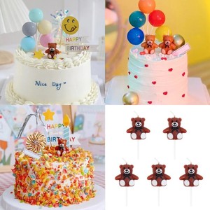 Retro Cartoon Bear Birthday Candle Cake Decoration Plugin Ornament For Birthday Party - Product Image 5