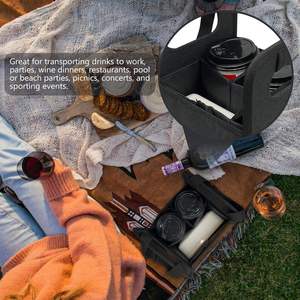 Bolsa Térmica Aislada 2 en 1 de 600D con Asa, Reutilizable, para 4 Latas/Vasos, Organizador de Bebidas, Bolsa de Transporte para Bebidas Frías y Calientes, OEM - Product Image 6