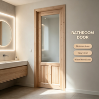 Puerta Interior de Vidrio con Marco Elegante y Material Antimoho para Decoración de Lavandería Urbana