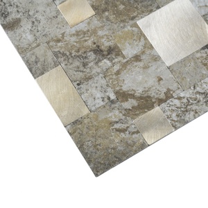 Brown Peel-and-stick-<b>tile</b> Stone Look square Waterproof Peel and Stick Kitchen <b>Backsplash</b> Mosaic - Product Image 3