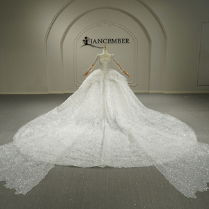 Vestido de Novia Princesa Jancember Gt26026 con Cuentas de Cristal, Lentejuelas, Escote Corazón, Manga Larga, Exquisito Diseño en Capas y Cola Real - Product Image 6