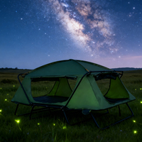 Lit de camping pliable double couche imperméable quatre saisons pour l'extérieur, structure à une chambre avec poteaux en fibre de verre pour 1-2 personnes