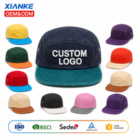 Casquette de baseball X&K en denim délavé à 5 panneaux, style vintage japonais avec logo brodé, idéale pour le camping et les activités sportives en extérieur