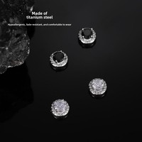 Boucles d'oreilles magnétiques en zircon sans perçage pour hommes, tendance hip-hop, fausses boucles d'oreilles à clip, pièce unique, bijoux d'oreille en acier inoxydable