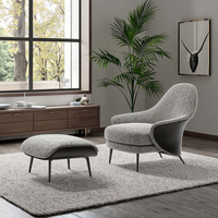 Mobilier de maison chaise de loisirs moderne de luxe avec pouf confortable fauteuil en tissu coton lin chaise longue de salon