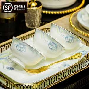 Bol en céramique de Jingdezhen, service de table en porcelaine fine pour la maison, cadeau de pendaison de crémaillère, ensemble de bols et assiettes nordiques, bol en porcelaine en gros - Product Image 2