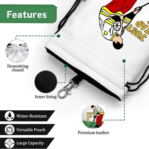 Boshiho Customized PU Leather <b>Golf</b> Valuables Pouch Durable Drawstring Closure for Ball Storage Personalized and Versatile - Product Image 3