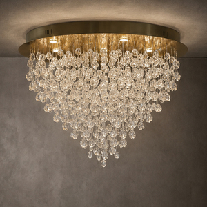 Lámpara de cristal tipo cascada de tamaño personalizado con base redonda para techo, ideal para restaurantes y salas de exposición. - Product Image 2