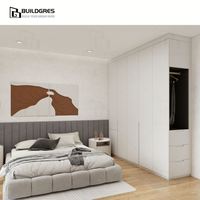 Armoire de dressing autoportante populaire en Australie, design grain de bois naturel, structure à double tringle de suspension, grande armoire moderne