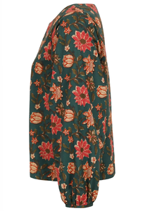 Haut pour femme de haute qualité 100% coton avec col rond classique et manches bishop fluides, tissu doux, vêtement décontracté pour tous les jours - Product Image 6