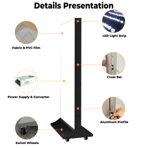 Khung nhôm miễn phí đứng hai mặt kích thước lớn vải Áp phích không thấm nước PVC vải LED <span class=keywords><strong>Backlit</strong></span> Caster - Wheel hộp Đèn - Product Image 4