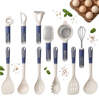 Set Peralatan Masak Silikon Aman untuk Kompor, Termasuk Spatula, Sendok, Penyaring, Pengupas, Parutan, dengan Rak Penyimpanan Berputar