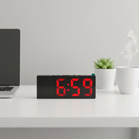 Horloge de bureau numérique électronique intelligente avec miroir, en plastique ABS, grand écran LED, affichage du calendrier et de la température, veilleuse, pour la maison