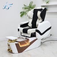 Fauteuil de pédicure de luxe avec massage par brume, bassin à LED pour les pieds et dossier inclinable pour salon de manucure et spa