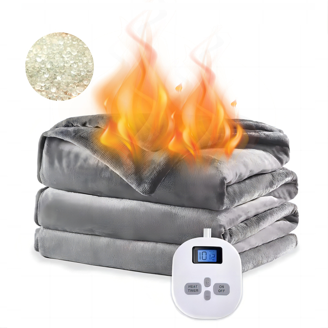 OEKO Certificated 2-in-1 Queen Size 60''x80'' Therapy Bamboo Fast Heating Knitted Warm Weighted Blanket for Winter