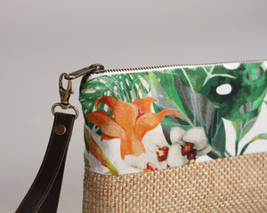 Hoa In Logo Phụ Nữ Bãi Biển Ly Hợp Túi Vải Đay Với Tay Cầm Bằng Da Túi Vải Bố Mỹ Phẩm Trang Điểm - Product Image 4