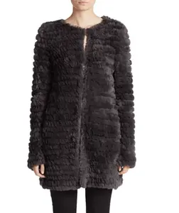 YR199 New Arrival Hot Sale Knit Fur Jackets Round Neck Fur Coat