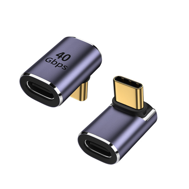 USB C Female to Usb c Male 90 Degree up Bend Right Angle Adapter Extender Support 40Gbps Data Transfer 8K 60Hz Video