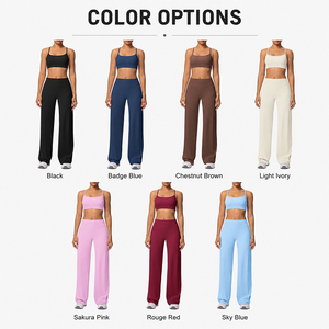 Conjunto Deportivo para Mujer de 2 Piezas: Sujetador Deportivo y Pantalones de Yoga de Pierna Ancha con Sensación Ligera y Secado Rápido para Gimnasio y Entrenamiento - Product Image 4
