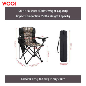 Chaise pliante de camping Woqi avec porte-gobelet et sac de rangement pour les activités de plein air, la plage, la randonnée et les voyages - Product Image 4