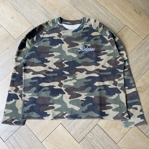 Commercio all'ingrosso con lavaggio acido mimetico colore grafico a tracolla cialda a manica lunga Oversize <span class=keywords><strong>Street</strong></span> <span class=keywords><strong>Wear</strong></span> felpa termica da uomo - Product Image 2